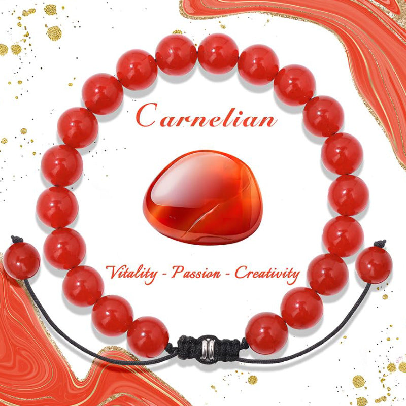 Natural Stone Crystal Beaded Bracelet4/6/8mm Chalcedony Turquoise Stretch Bracelet Lapis Tiger Eye Braided Bracelet