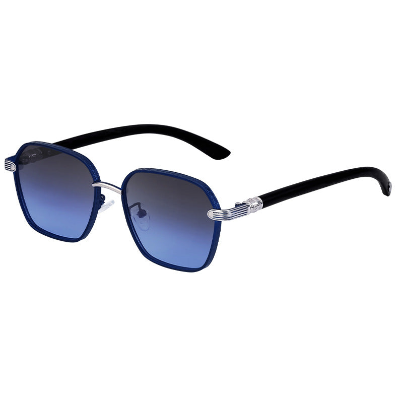 Vintage Imitation Wood Grain Temple Men's Sunglasses Outdoor Driving Square Frame Sunglasses Wholesale shades