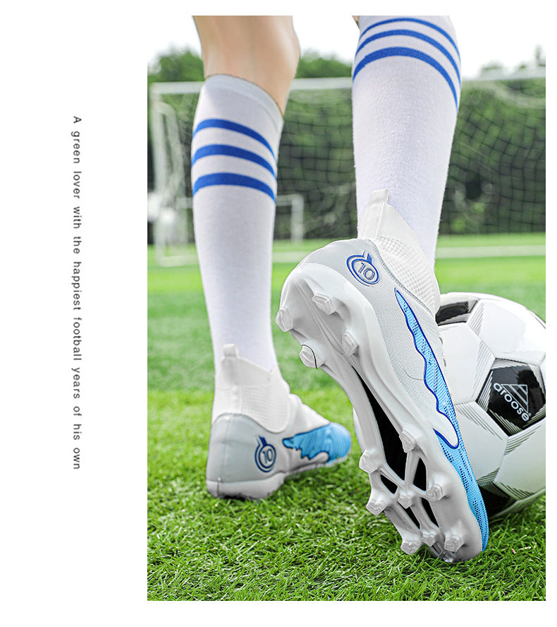 New Professional Football Shoes Boys High Top Youth Students Competition Training AG Long Spike Broken Spike Sneakers
