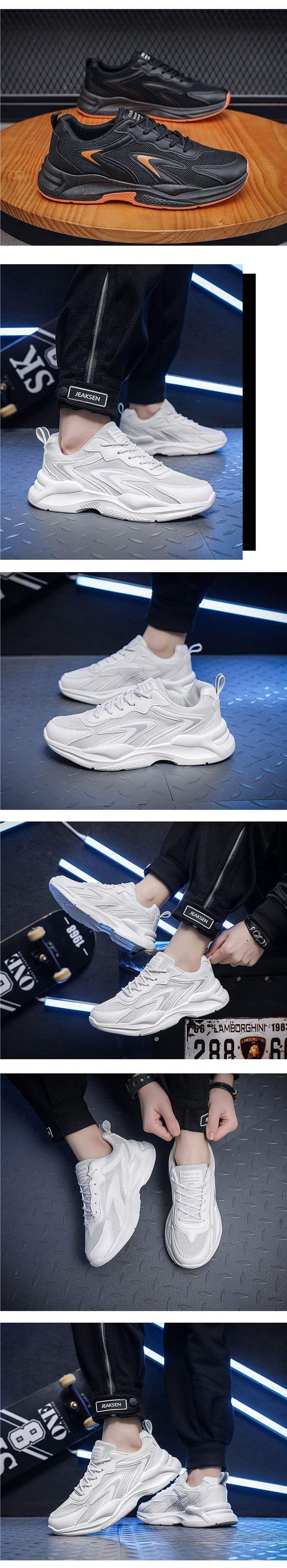 Men's Shoes Summer New Breathable Mesh Shoes Men's Sports Shoes Korean Style Versatile White Shoes Thick Running Casual Shoes