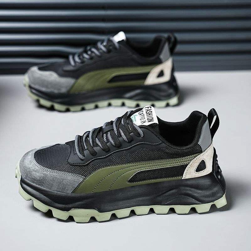 Men's Shoes Spring New Versatile Casual Trendy Korean Style Thick-Soled Height-Increasing Sneakers Casual Shoes Dad Shoes
