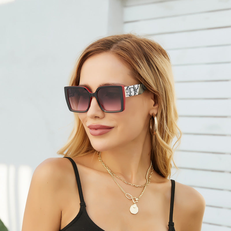 New Fashion Large Frame UV Protection Sunglasses for Women Square Frame Sunglasses European and American Style Glasses