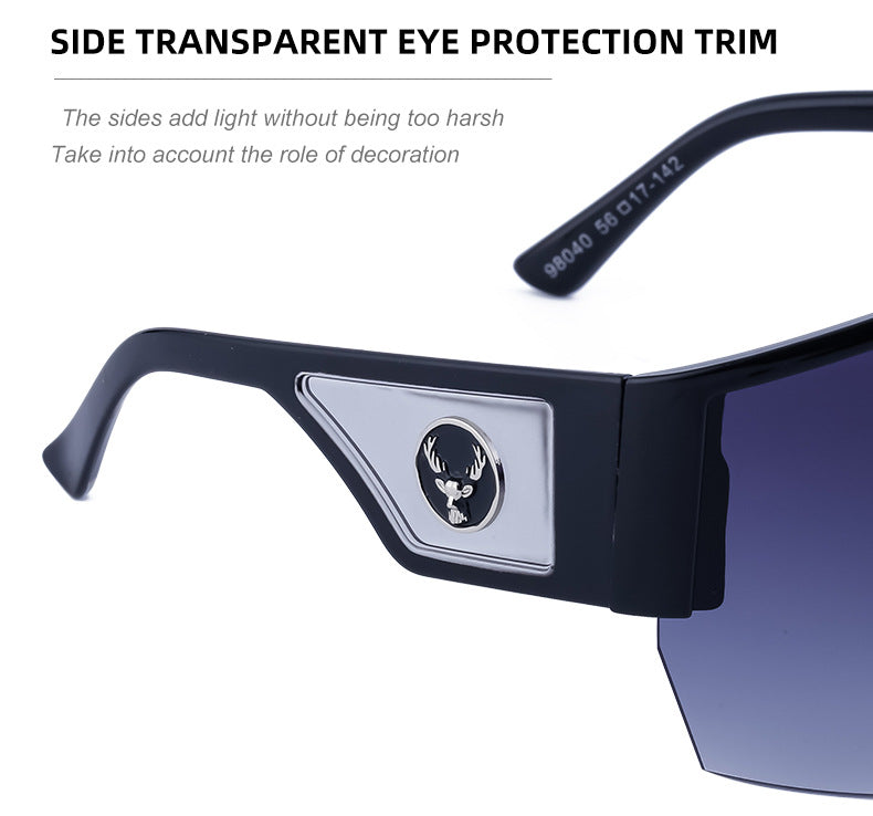 Y2K Millennium Integrated Cycling Sports Sunglasses for Women, European and American Style, Large Frame, Windproof, Half Frame Sunglasses