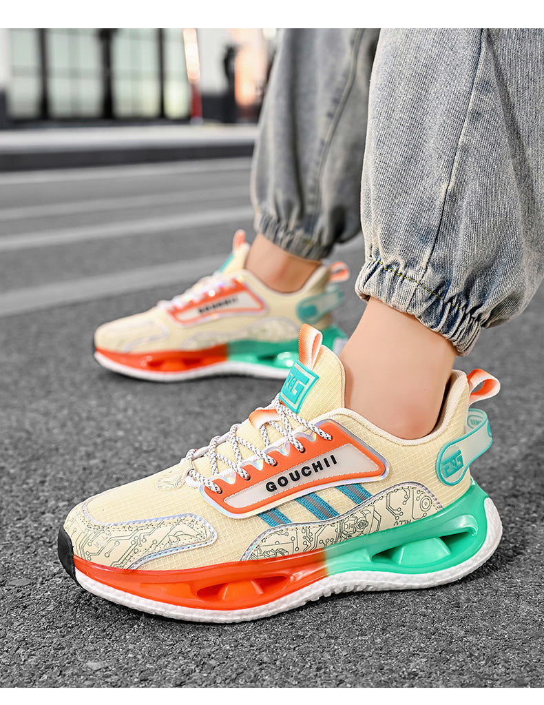 Autumn Hot-Selling Popcorn Rubber Non-Slip Wear-Resistant Sports Running Shoes Mesh Breathable Couple Trendy Casual Shoes