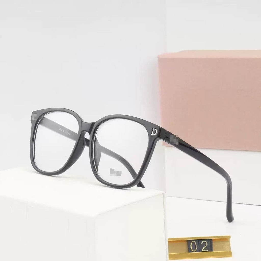 New D Anti-Blue Light Plain Glasses Large Frame Face Covering Bare Face Artifact Prescription Customizable Xiaohongshu Same Style Wholesale