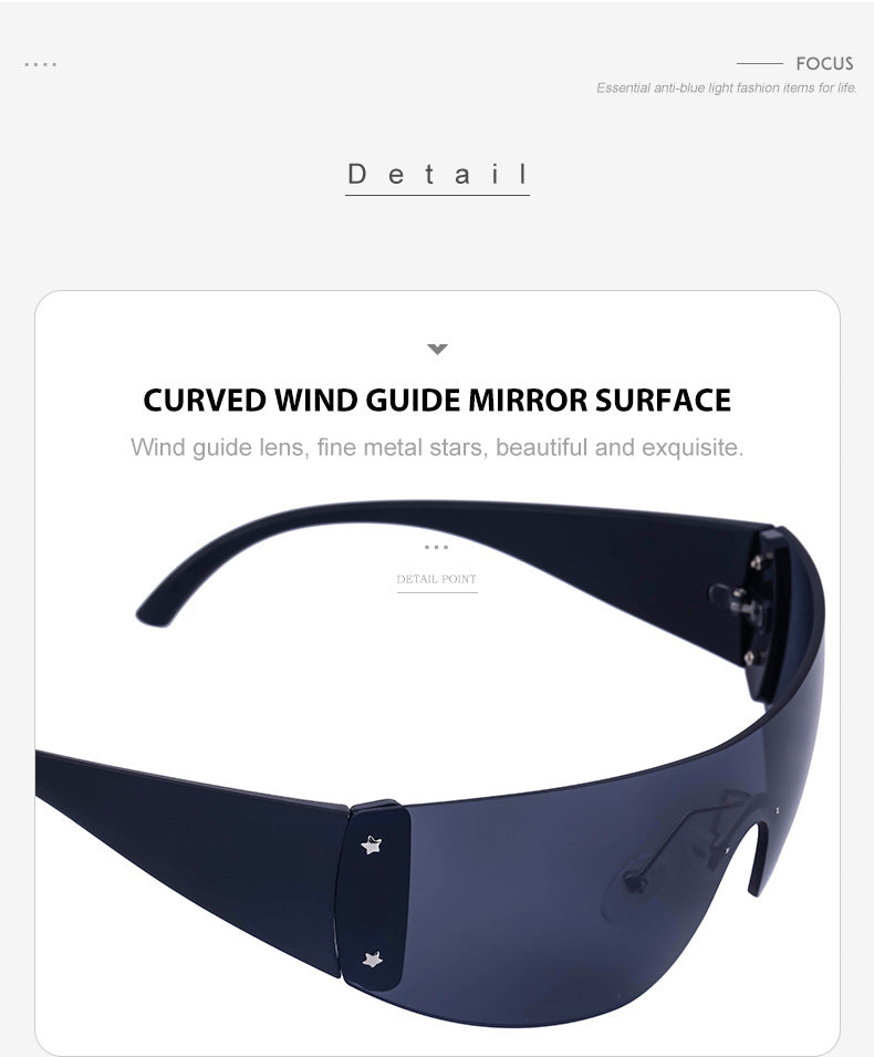 Women's trendy high-end windproof sunglasses Y2K Millennium Frameless Cycling Anti-UV Sunglasses Women's Wholesale