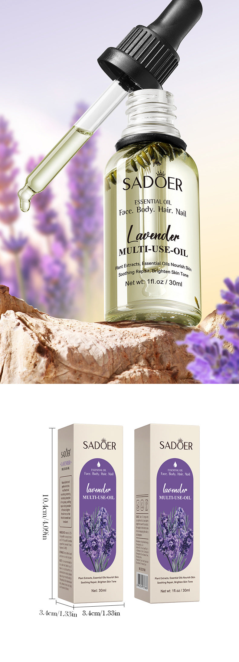 Cross-border Lavender Dried Flower Massage Oil30ml Moisturizing and rejuvenating skin body oil wholesale from foreign trade manufacturer