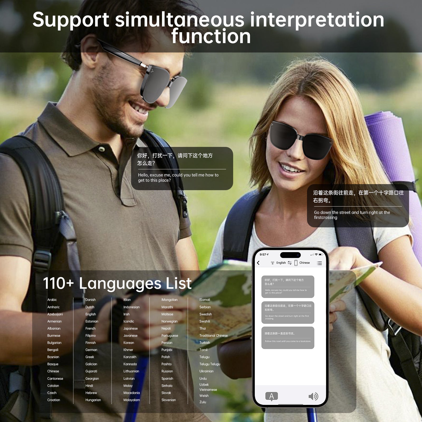 Smart Glasses Bone Conduction Call Listening to Music Bluetooth Connection Comfortable to Wear Factory Direct Supply