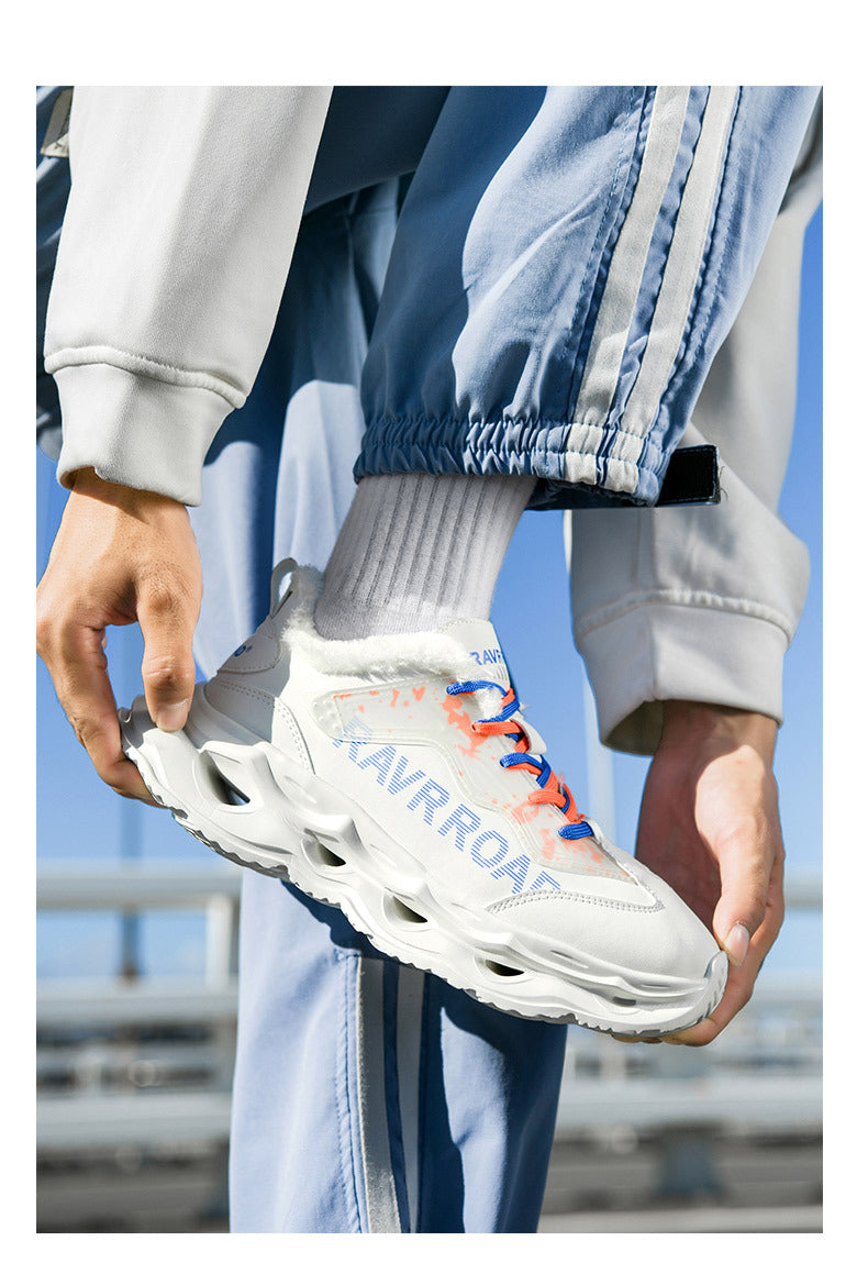 Winter New Ultra-fiber Leather Waterproof Fashion Casual Sports Shoes with Fleece Lining Warm Men's Shoes Non-slip Wear-resistant Running Shoes