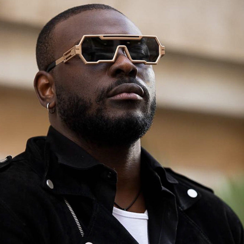 Vintage Sunglasses for Men, Steampunk Style, Irregular Sunglasses, High-End Driving Glasses, Sun Protection Integrated Glasses for Women