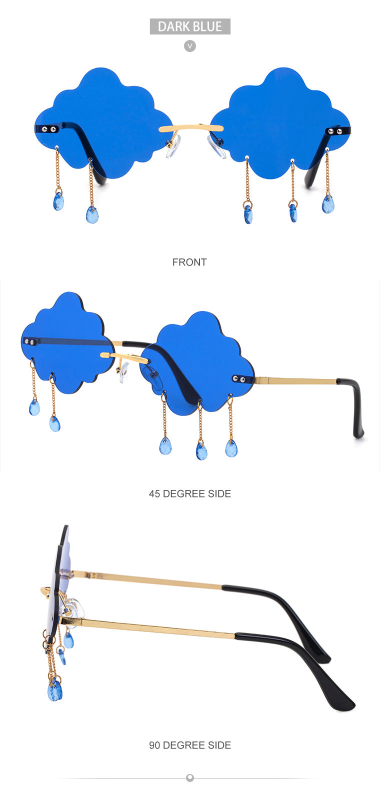 New Sunglasses for Women with Pendant Cloud Design, Trendy Personality Party Funny Ocean Film Prom Sunglasses