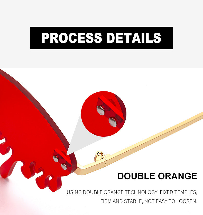 Christmas Costume Personality Tear Sunglasses for Women Metal Frameless Sunglasses Trendy European and American Party Funny Glasses