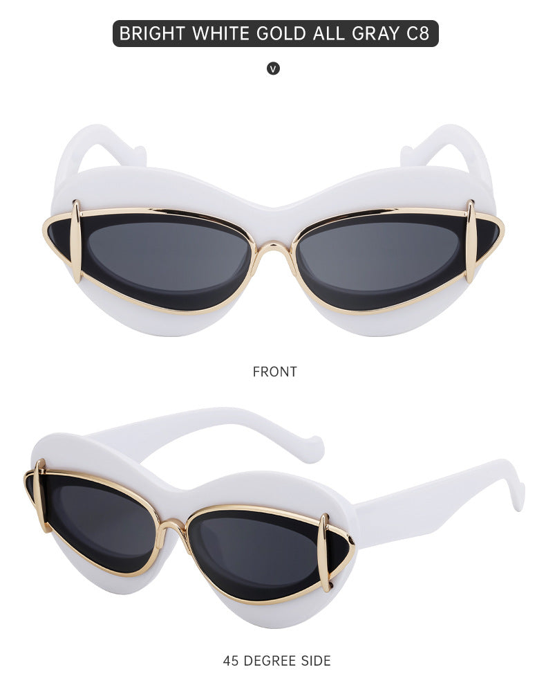 New European and American Fashion Cat Eye Sunglasses for Women Driving, Same Style as Internet Celebrities Y2K Trendy Small Frame Sunglasses sunglas