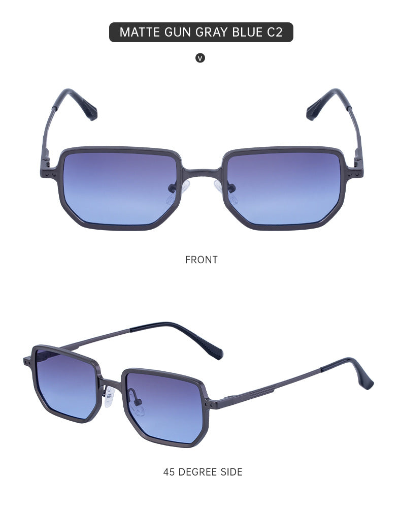 2025New Square Frame Sunglasses for Men with Metal Spring Temples, Sun Protection Glasses, Wholesale for Men shades