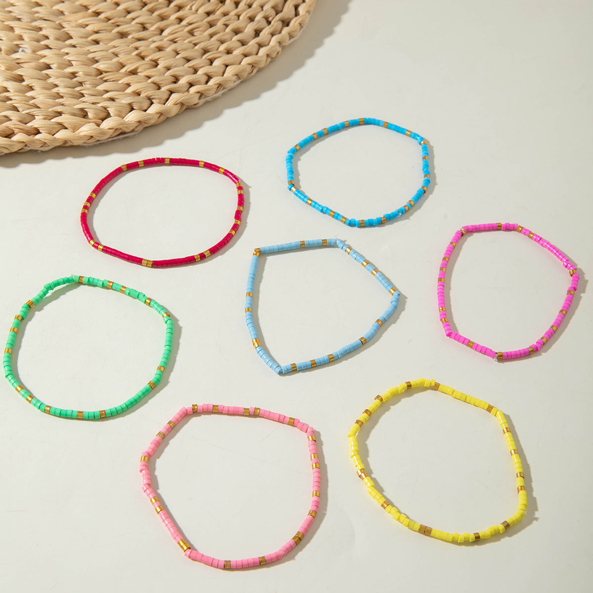 European and American Jewelry Bohemian Simple Colorful Beaded Bracelet  Fashion Dopamine Multi-layer Elastic Bracelet Wholesale