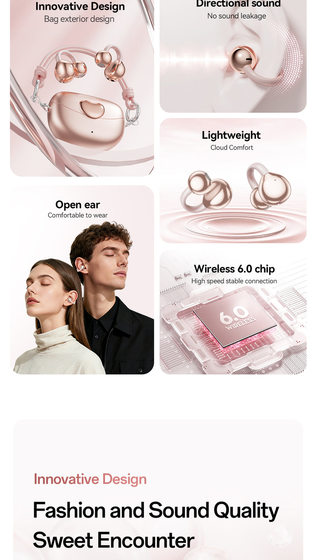 New E-commerce Model M106Simple Heart Long Battery Life High Appearance Mini Bag Style Wireless Bluetooth Earphones
