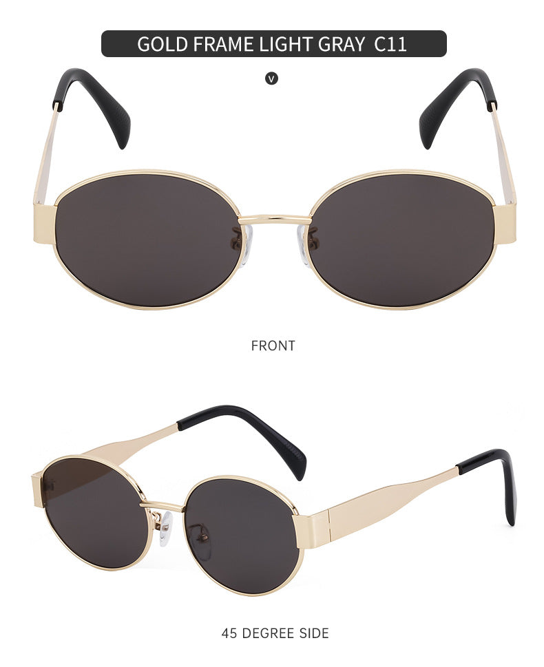 New European and American Fashion Oval Frame Sunglasses for Women High-end Sunglasses for Women Trendy Sunscreen Wholesale sunglass