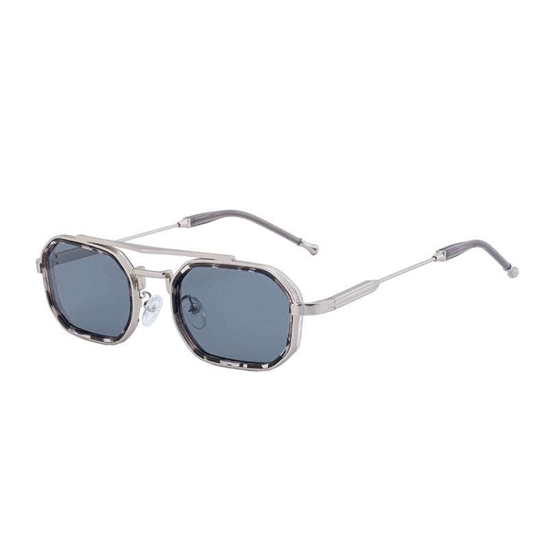 2025New Small Frame Glasses Men Double Beam retro Sunglasses Men's High Sense Full Frame Sunscreen Sunglasses shades