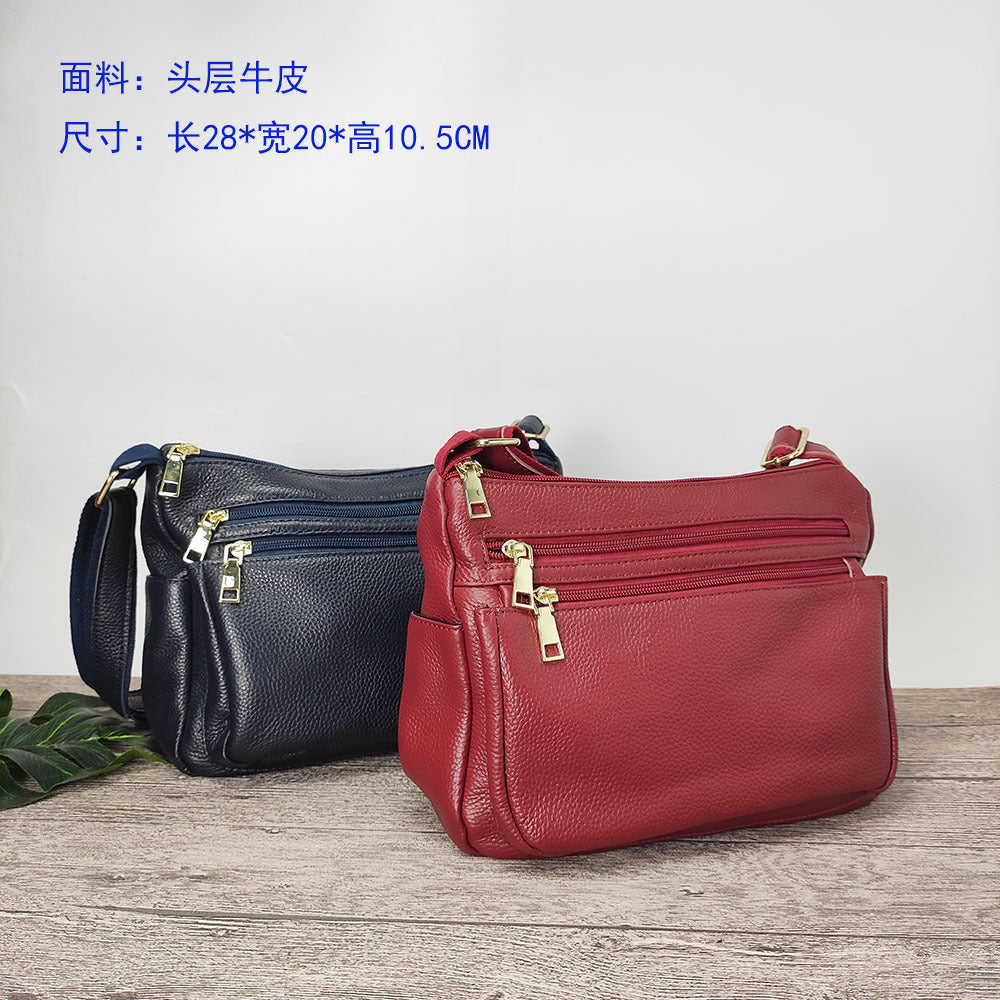 Mom's Handbag for Women2025New Genuine Leather Crossbody Bag Large Capacity Luxury Top Layer Cowhide Versatile for Middle-aged