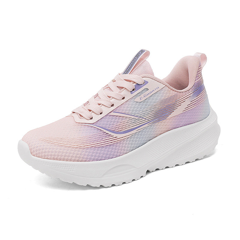Autumn Women's Shock Absorption Lightweight Running Shoes Mesh Breathable Casual Shoes Non-Slip Popcorn Soft Sole Women's Breathable Comfortable