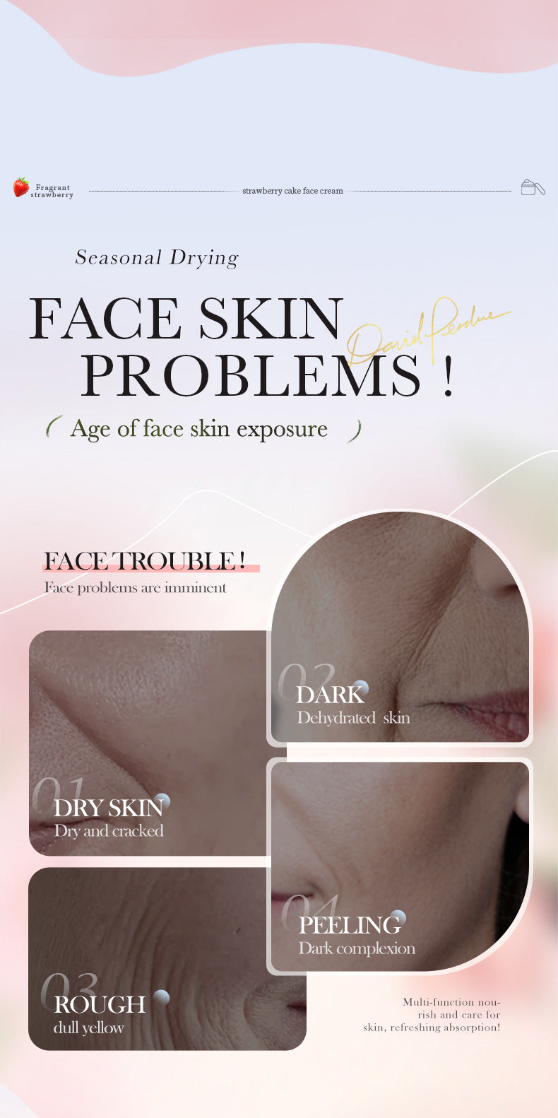 Full English Strawberry Cake Nourishing Cream BIOAOUA Moisturizing skin moisturizing cream  foreign trade wholesale