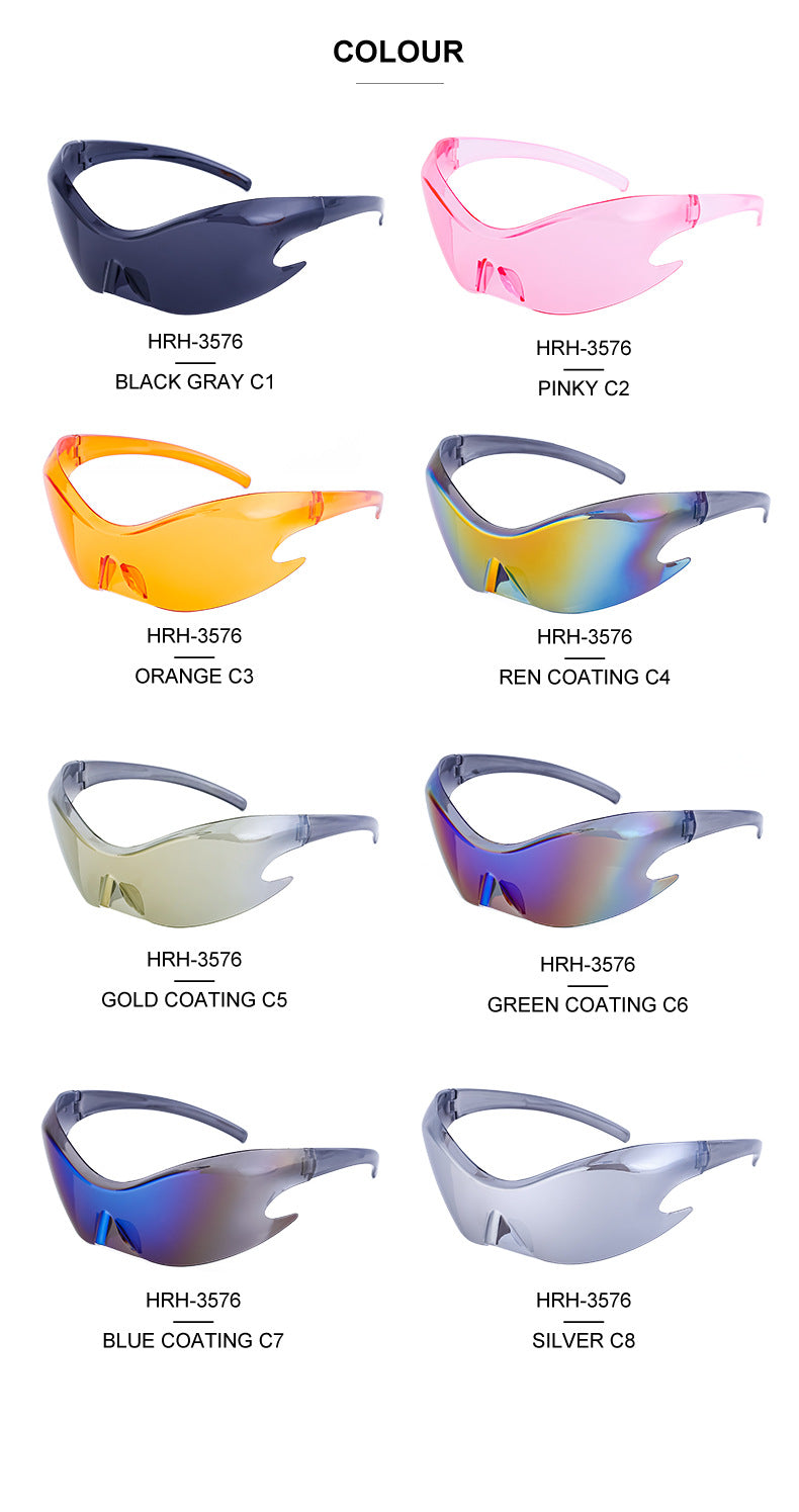 Europe and America Y2K Millennium Sports Windproof Colorful Sunglasses Men's Future Technology Style One-piece Sunglasses Women's Wholesale
