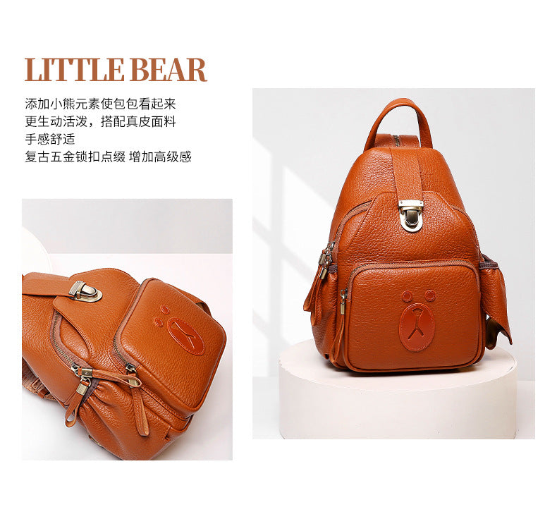 Women's Bag Summer New Trendy Fashion Playful Bear Backpack Retro Personality Simple Large Capacity Backpack