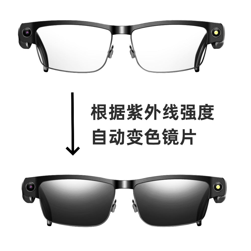 L802Smart Glasses800100 Megapixel Camera with Image Stabilization1200P Video Recording Half Frame Color Changing Sunglasses Translation