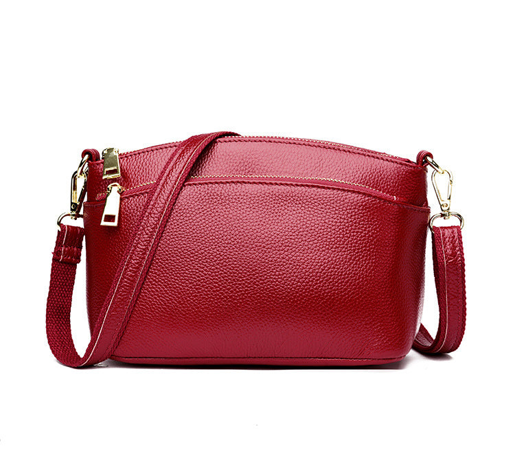 Guangzhou Shiling Genuine Leather Women's Bag for Middle-aged Moms, Small Square Bag, Top Layer Cowhide, Single Shoulder Crossbody Bag, Versatile
