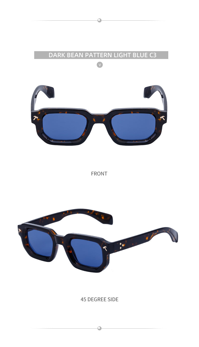 New European and American Fashion Square Frame Sunglasses for Men, Simple Personality Black Frame Glasses sunglasses