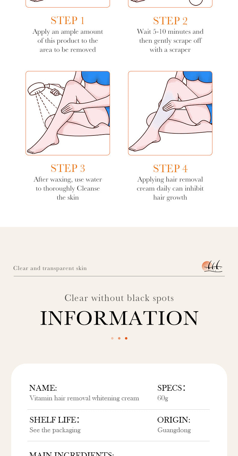 Full English VC Depilatory cream60g SADOER Vitamin C Hair Removal Without Irritation  Wholesale