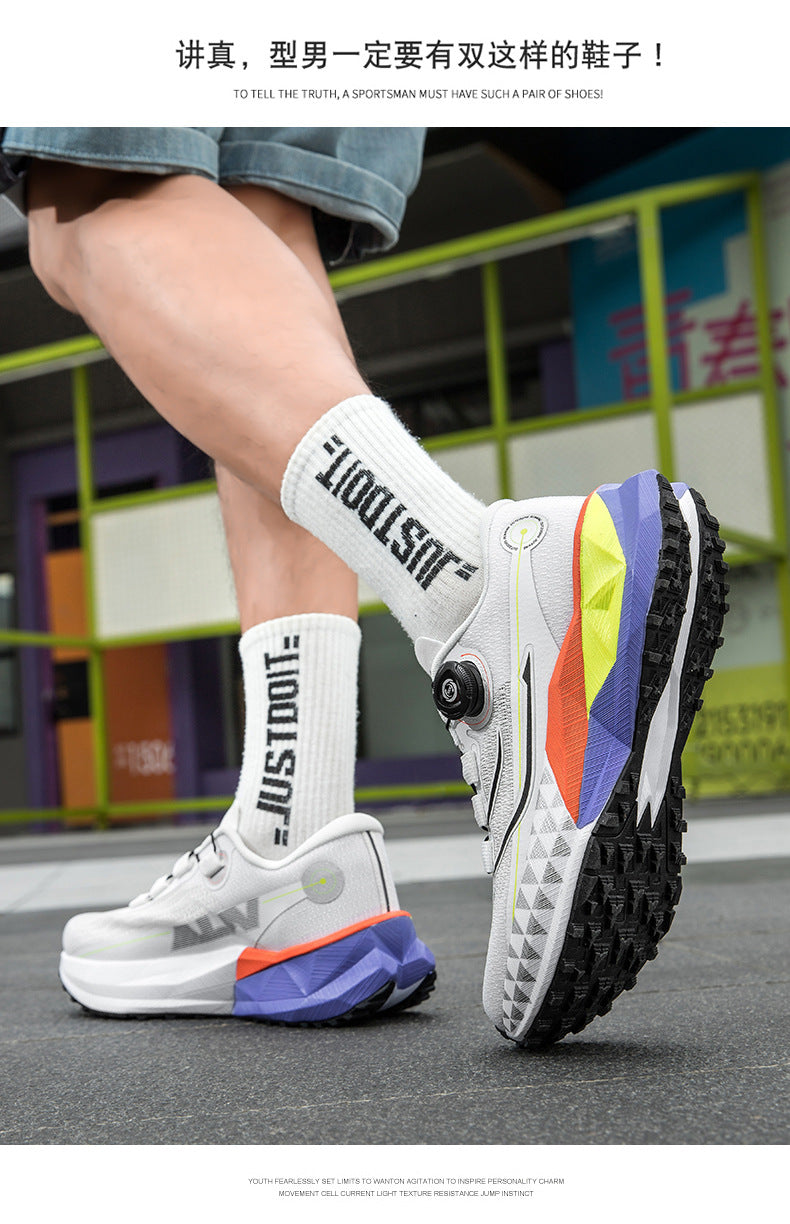 Full Palm Carbon Plate Sports Running Shoes Double Layer Popcorn Outdoor Trail Running Shoes Marathon Men's and Women's Shoes