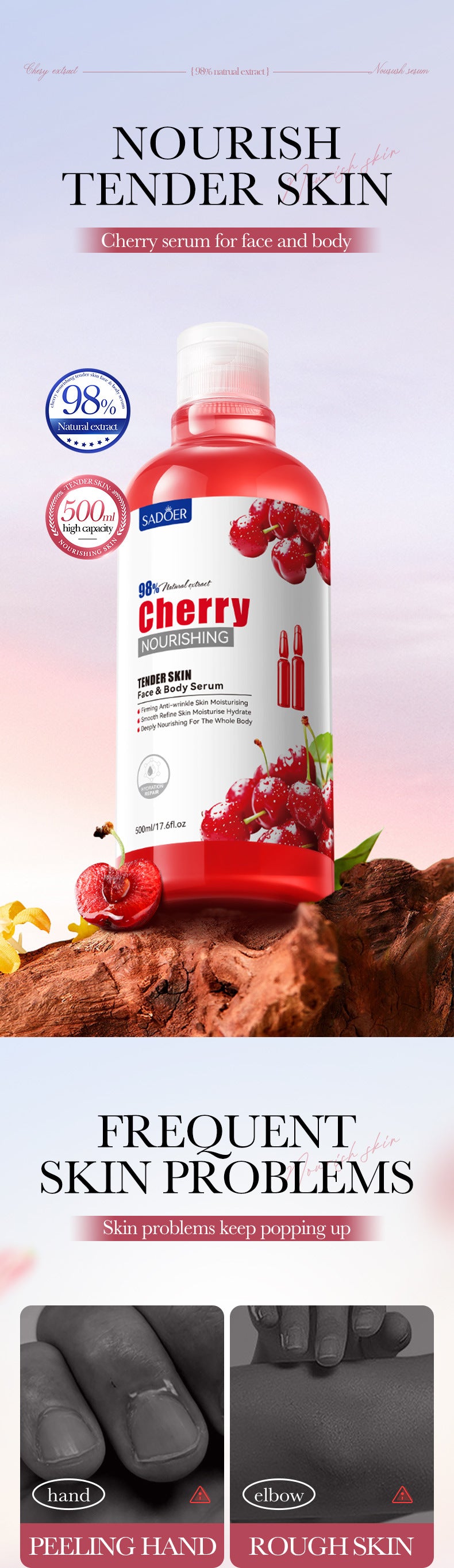 Cherry Moisturizing Essence SADOER Nourishing and Softening Face and Body Lotion Cross-Border Wholesale