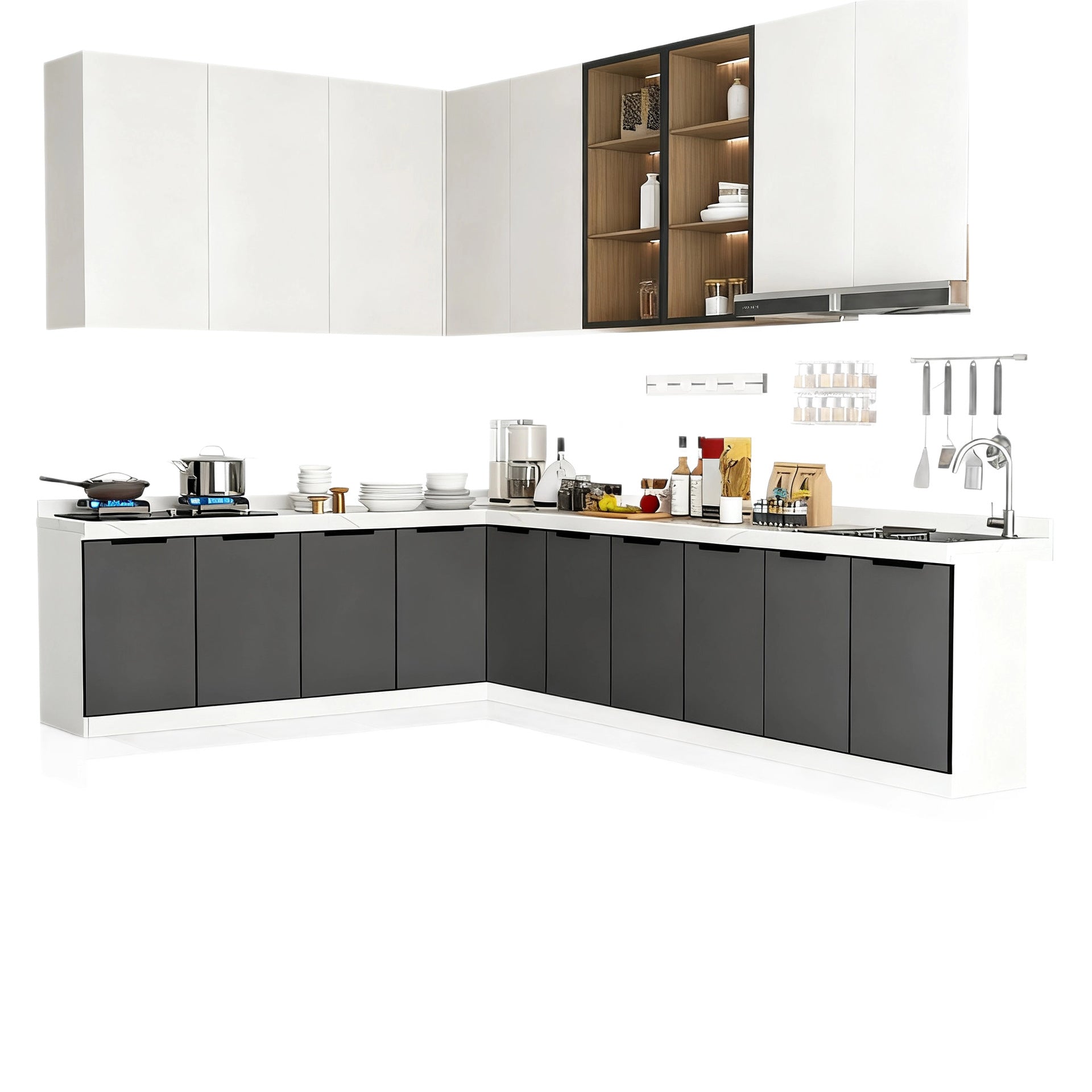 Custom Aluminum Alloy Cabinets, Wall Cabinets, Stove Integrated Cabinets, Kitchen Home Overall Design, Direct from Factory