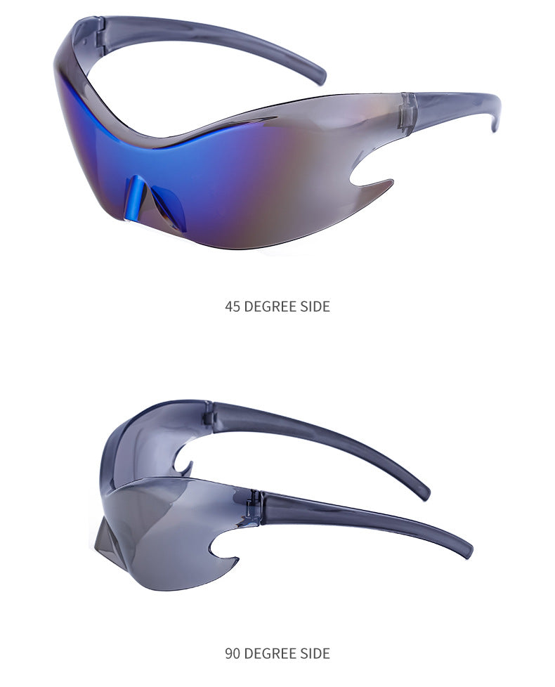 Europe and America Y2K Millennium Sports Windproof Colorful Sunglasses Men's Future Technology Style One-piece Sunglasses Women's Wholesale
