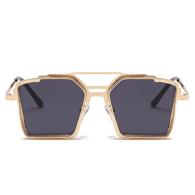 Vintage Steampunk Sunglasses for Men Metal Hollow Square Frame Sunglasses Men's Trendy Glasses sunglasses