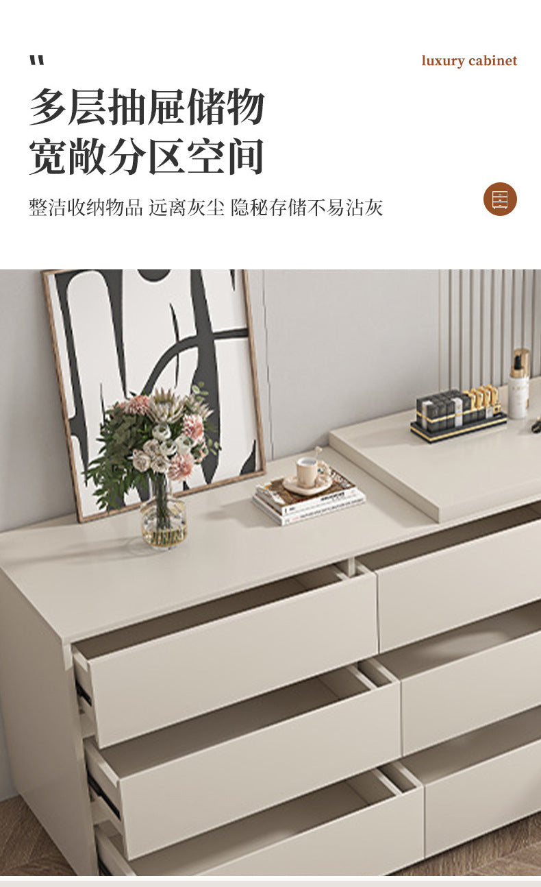 E0Grade European Pine Cream Style Chest of Drawers Simple Drawer Cabinet Bedroom Wall Storage Four-Drawer Cabinet Bedside Cabinet Sideboard