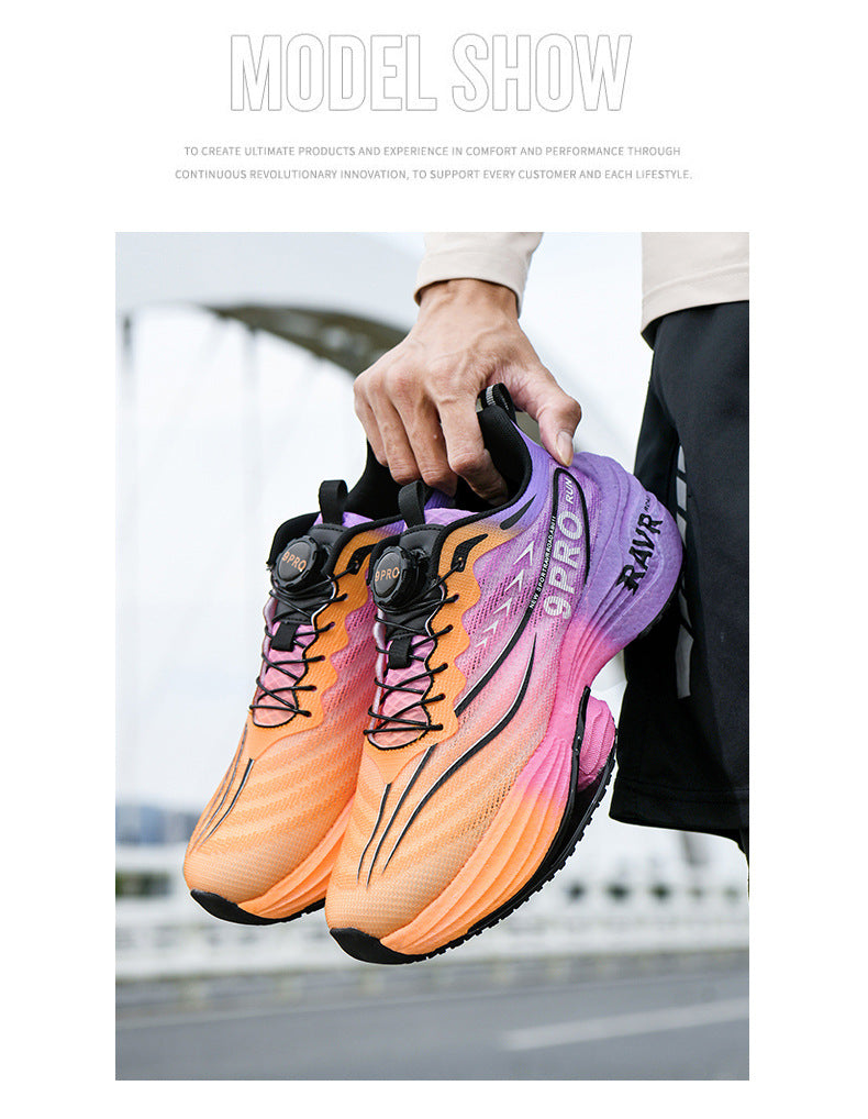 2025Autumn Winter New Double Mesh Comfortable Knob Buckle Sports Shoes Parent-Child Super Soft Sole Carbon Plate Wear-Resistant Running