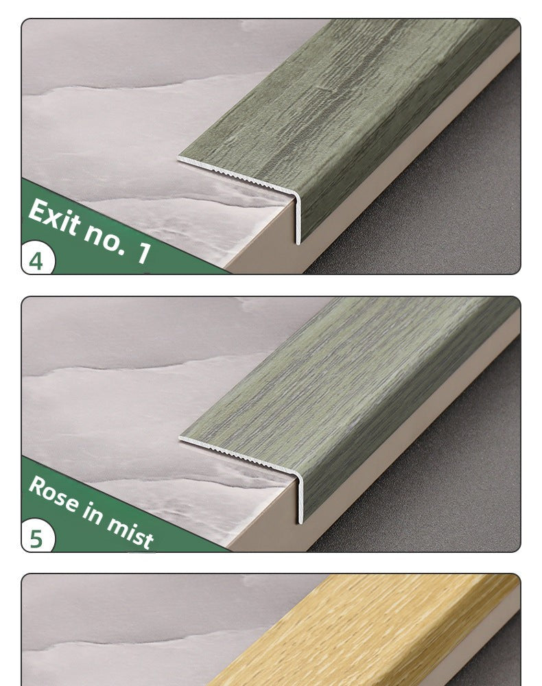 Aluminum alloy wood grain L Edge trim for wooden flooring at right angles7Decorative tile edge trim with embossed pattern for exterior corners