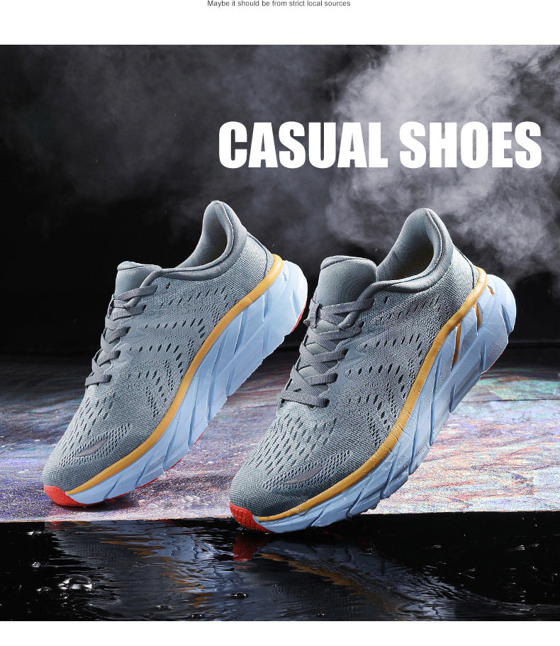 HK Jacquard Mesh Breathable Outdoor Casual Shoes Men's Anti-Slip Soft Sole Lightweight Sports Running Shoes