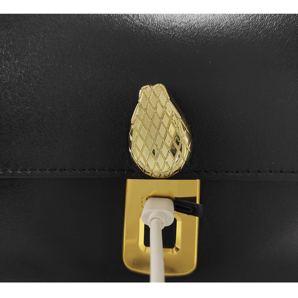 Fingerprint Unlock Bag Niche Genuine Leather Women's Bag High-end Flocked Top Layer Cowhide Single Shoulder Crossbody Commuter Underarm Bag