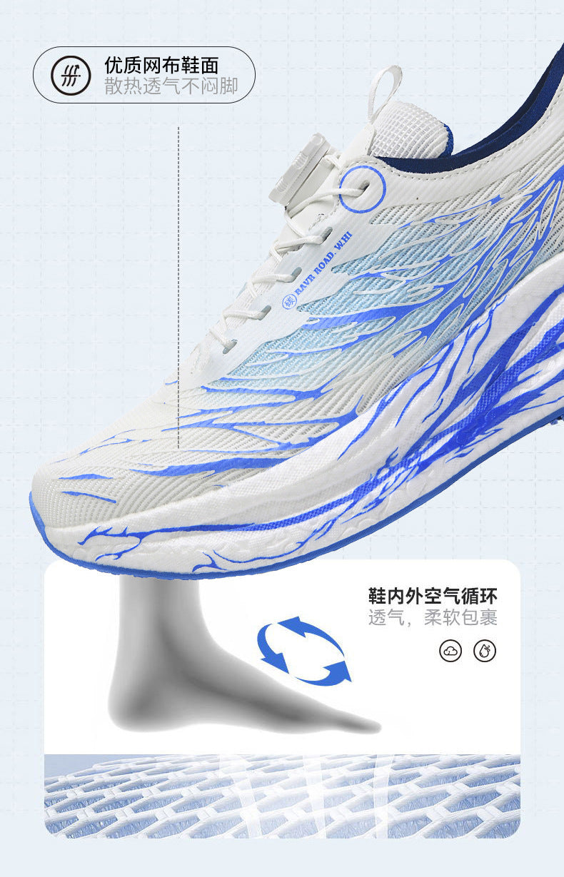 2025New Rotating Buckle Couple Fluorescent Trendy Fashion Running Shoes Real Explosive Carbon Plate Rebound Shock Absorption Sports Shoes