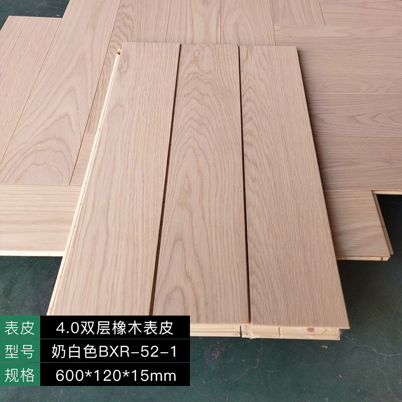 4.0mm Oak Double Layer Veneer AB Grade European Rubber Three-Layer Herringbone Floor Heating Locking Solid Wood Three-Layer Flooring