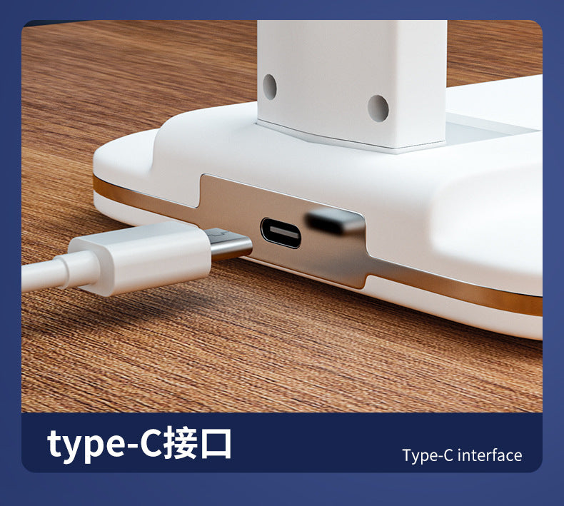 Folding desk lamp with calendar clock alarm clock15W Wireless Fast Charging Touch Dimming Bedroom Eye Protection Reading Lamp Customization