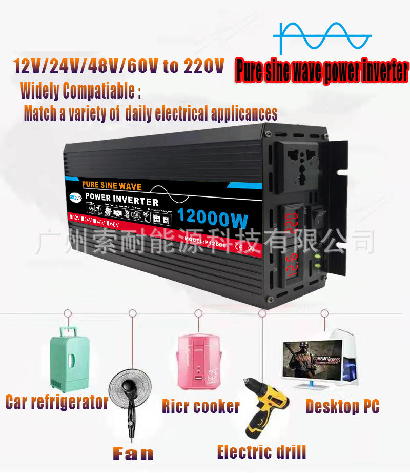 WISH AliExpress2000W Pure Sine Wave Inverter DC12V/24V/48V/60V Turn AC220V Export