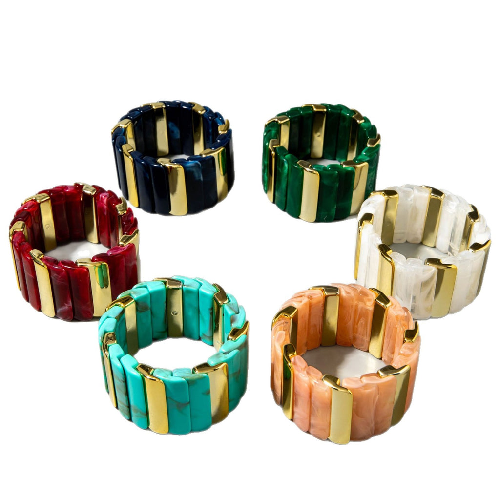 European and American Fashion Accessories ins Retro Style Wide Acrylic Bracelet Wholesale of Exaggerated Color Block Bracelets