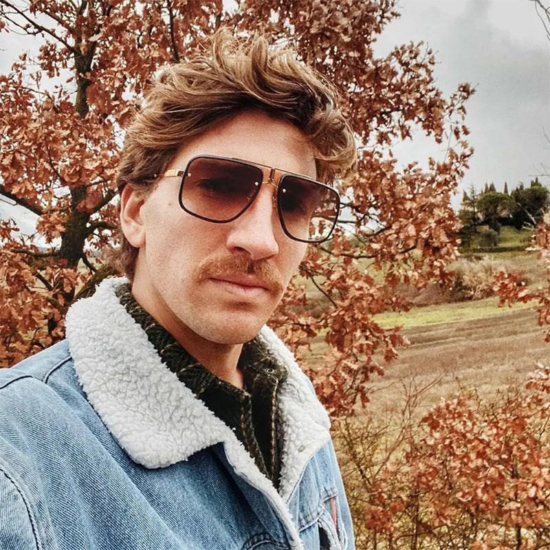 2025New Retro Square Frame Sunglasses for Men, High-End Driving Sun Protection Glasses shades