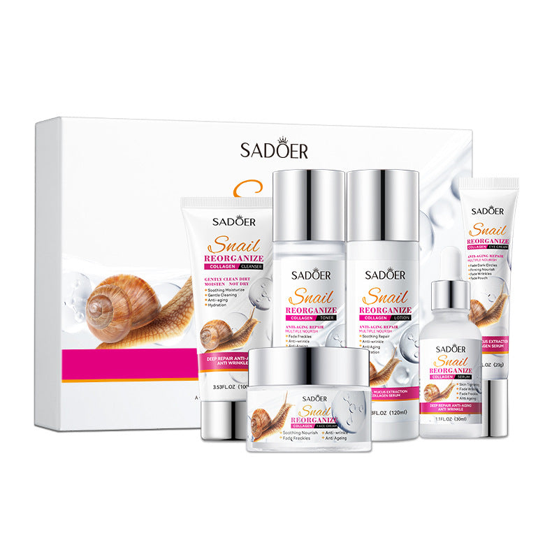 Full English SADOER Snail Restructured Collagen Six-piece Set Moisturizing skin care set  foreign trade wholesale