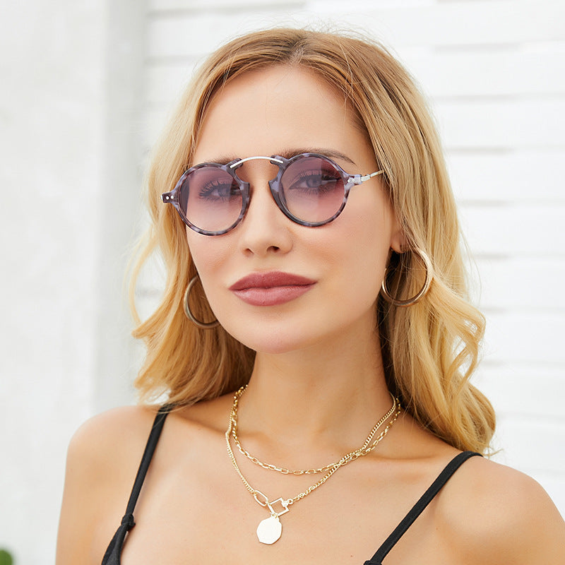 Steampunk Small Frame Sunglasses for Women, European and American Trendy Round Frame Sunglasses, Unique Street Style Glasses for Women sunglasses