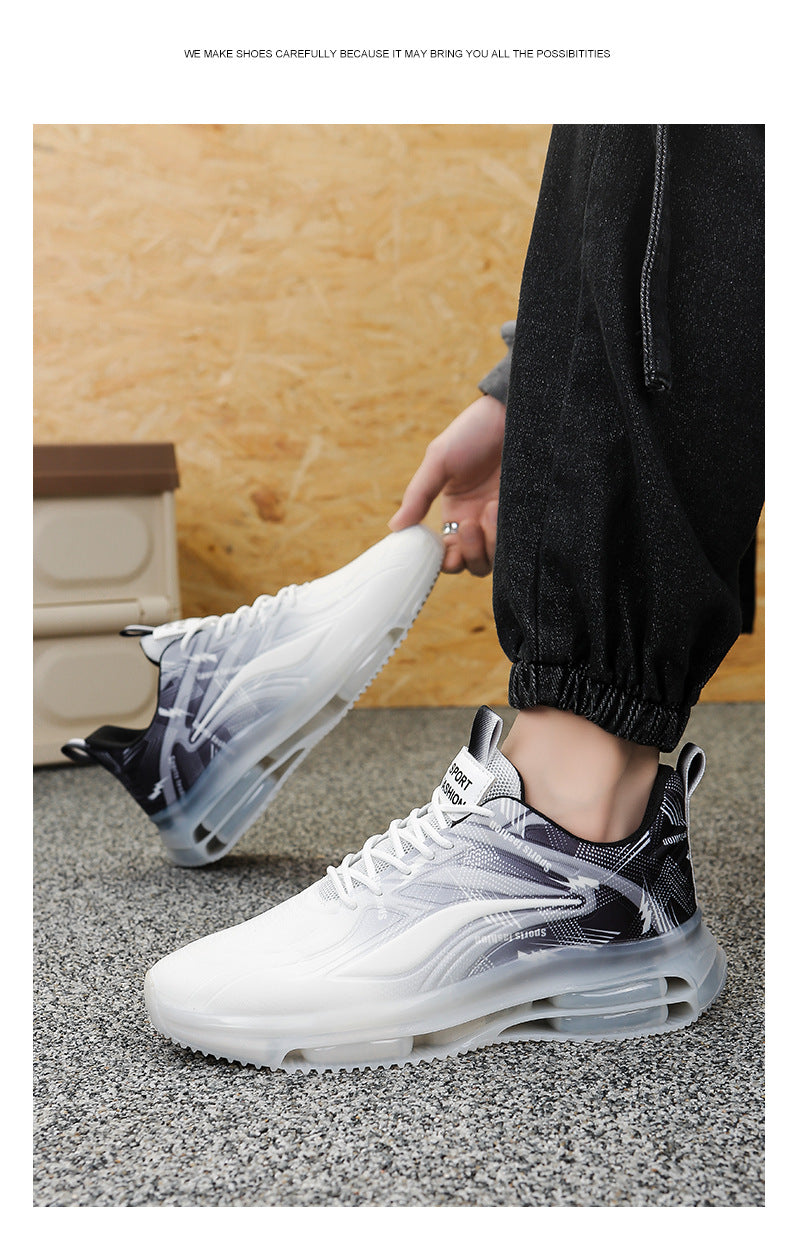 Men's Sports Shoes Spring and Autumn Ice Silk Hot Style Air Cushion Shock Absorption Trendy Men's Shoes Youth Running Shoes Student Casual Running Shoes